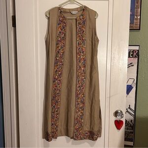 Beverly Paige Vintage Hippie Long Tunic Embroidered Vest Women’s size 14
